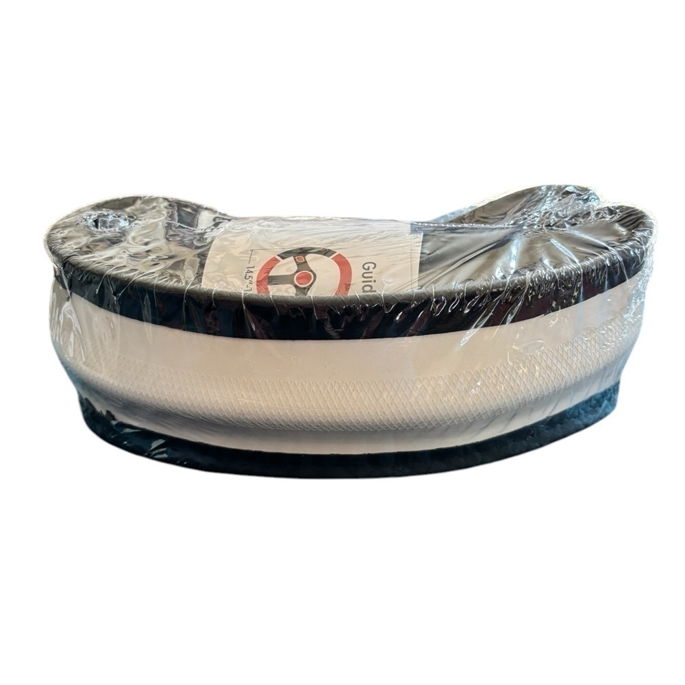 Leather & Microfiber Auto & Truck Steering Wheel Cover Black/White Standard Size